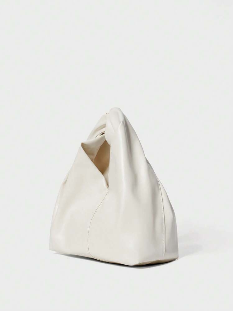 Bolso de hombro baguette minimalista casual de unicolor de piel de PU de moda para mujer, regalo de Navidad de invierno - Blanco - Añade 2