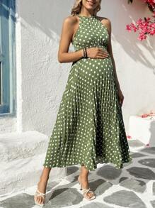 SHEIN Robe de maternité à pois, décontractée et élégante pour une utilisation quotidienne