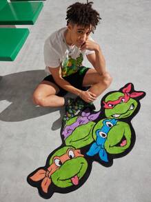 TEENAGE MUTANT NINJA TURTLES | SHEIN 1 Piece Fashionable & Cute Cartoon Turtle Shaped Rug - Multicolor - View 4