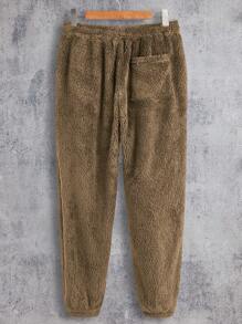 Manfinity VCAY 2 件男士修身连帽长袖加厚运动服，适合秋季 - 咖啡棕 - 查看 6