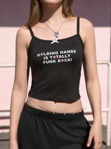 Jouncy 女士细肩带条纹简约无袖上衣，休闲日常穿着图案 T 恤女士上衣 - 黑色 - 查看 3