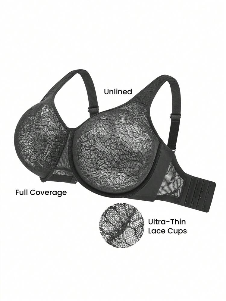 Plus Full Coverage Unlined Lace Bra