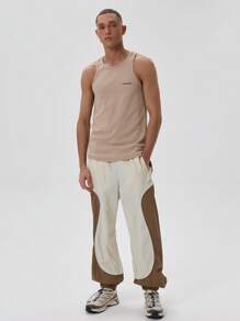 Musero Slim Fitted Crew Neck Sleeveless Tank Top Slogan Graphic Print Vest Spring Summer Essentials - Apricot - View 4