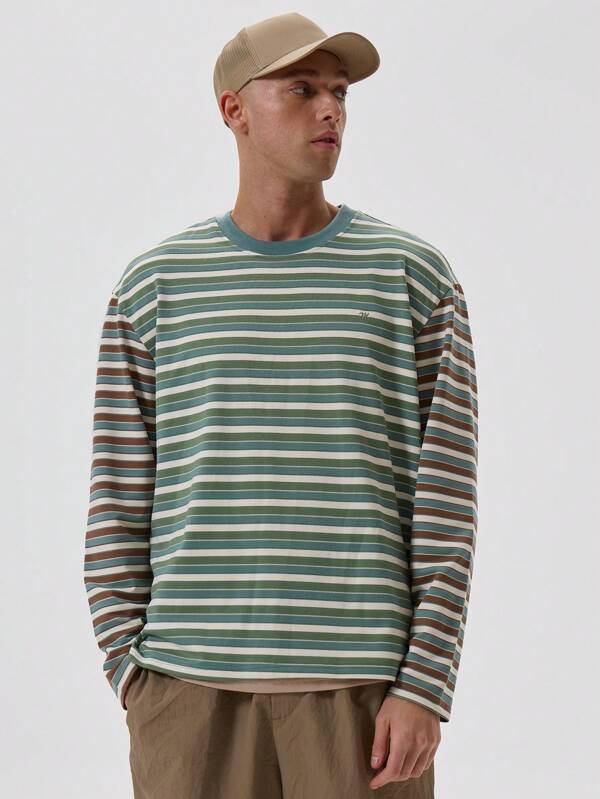Musero Striped Pattern Long Sleeve T-Shirt Top