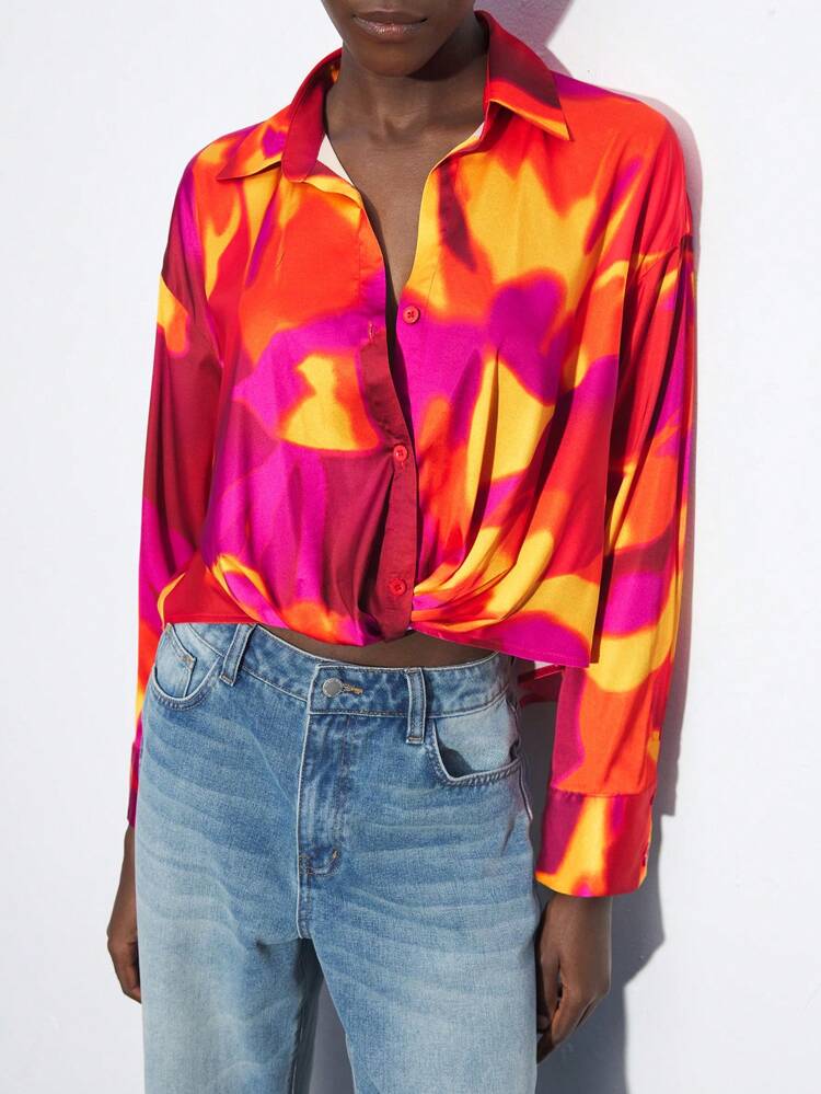 SHEIN Maija Women Casual Basic Long Sleeve Shirt, Minimalist & Fashionable For Daily Wear Going Out