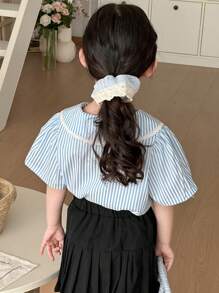 Dazy Kids 女孩条纹纽扣衬衫 - 藍白色 - 查看 6