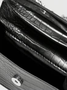 ROMWE Goth Dark Motorcycle Style Fashion Handbag, Suitable For Commuting And Travel - Black - View 6