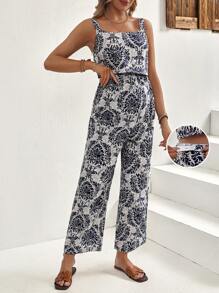 SHEIN 2pcs/Set Maternity Sleeveless Top And Pants Set, Versatile For Party, Commuting And Daily Wear - Multicolor - View 1