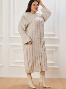 INAWLY Vestido-jersey de punto sencillo y de moda para mujer de talla grande, apto para uso diario