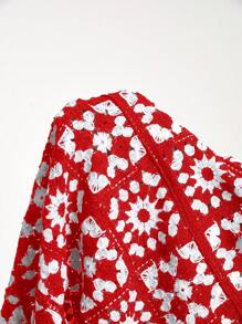 AXEPEAK Men's Spring Break Loose Knit Short Sleeve Top - Red - View 6