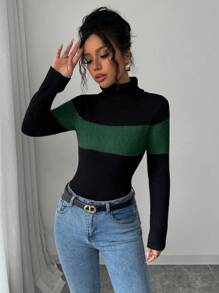 Chiquease 2024 Autumn/Winter New Fashion Design Sense Elegant Knitted Sweater Fall - Dark Green - View 5