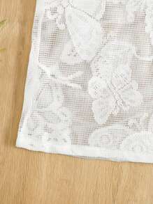 Teen Girls' Round Neck Short Sleeve Butterfly Embroidery Casual Cover Top