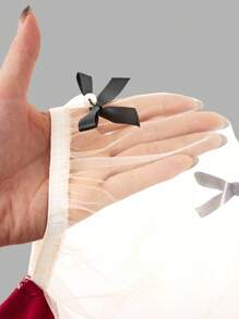 SHEIN Girlism Tween 女童时尚简约可爱泡泡袖蝴蝶结装饰休闲紧身连衣裙