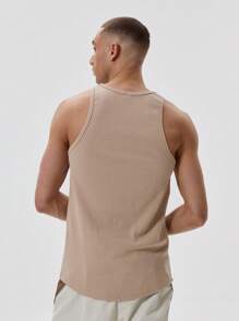 Musero Slim Fitted Crew Neck Sleeveless Tank Top Slogan Graphic Print Vest Spring Summer Essentials - Apricot - View 3