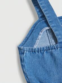 Elladie kids Dziewczęca wszechstronna wygodna modna uliczna swobodna elastyczna sukienka dżinsowa na wakacje, lekka letnia - Średni jeans - Zobacz 5