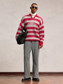 AKNOTIC Party 1pc Men's Turtleneck Fitted Casual Knitted Half-Zip Pullover Sweater, Suitable For Autumn/Winter - Multicolor - View 3