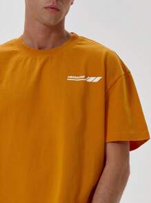 Musero Slogan Oversized T-Shirt - Burnt Orange - View 3
