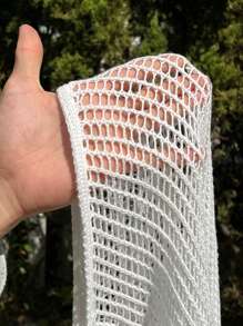 SHEIN EZwear Beach Women Outfits Women Sweaters Casual Solid Color Hollow Knitted Lightweight Cardigan - White - View 8