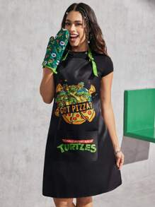 TEENAGE MUTANT NINJA TURTLES | SHEIN 1pc Cartoon Turtle & Pizza Print Apron, GIFTS