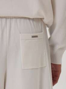 Musero Wide Leg Contrast Stripe Leg Elasticated Drawstring Waistband Autumn Winter Tracksuit Bottoms Only