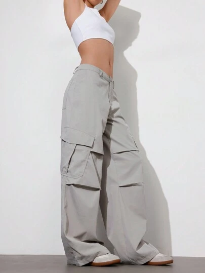 GENKIRA American Style Straight-Leg Pants, New Fashion Vintage Loose Wide-Leg Cargo Pants With Pockets Design, Women Long Trousers Fall Cloth For Women