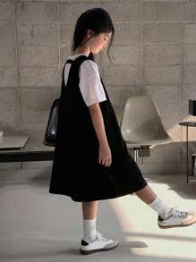 DAZY 2 件套青少年女孩秋季休闲套装，返校服装 - 黑與白 - 查看 2