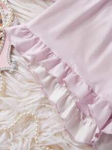 2pcs Set Tween Girls Elegant Ruffled Shrug & Shorts Pajama, Casual & Minimalistic Young Girls Clothing Sets Short Sleeve Young Girls Pajamas Two Pieces Pajamas Pajamas Sets Two Pieces Pajama Set