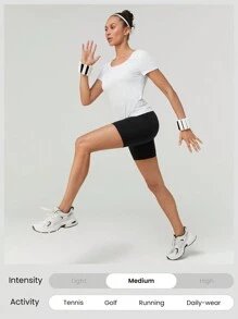 GLOWMODE 吸汗速干镂空后背圆领短袖 T 恤上衣健身慢跑健身房训练