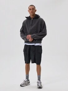 Musero Pantalones cortos de poliéster arrugado - Gris Oscuro - Ver 1