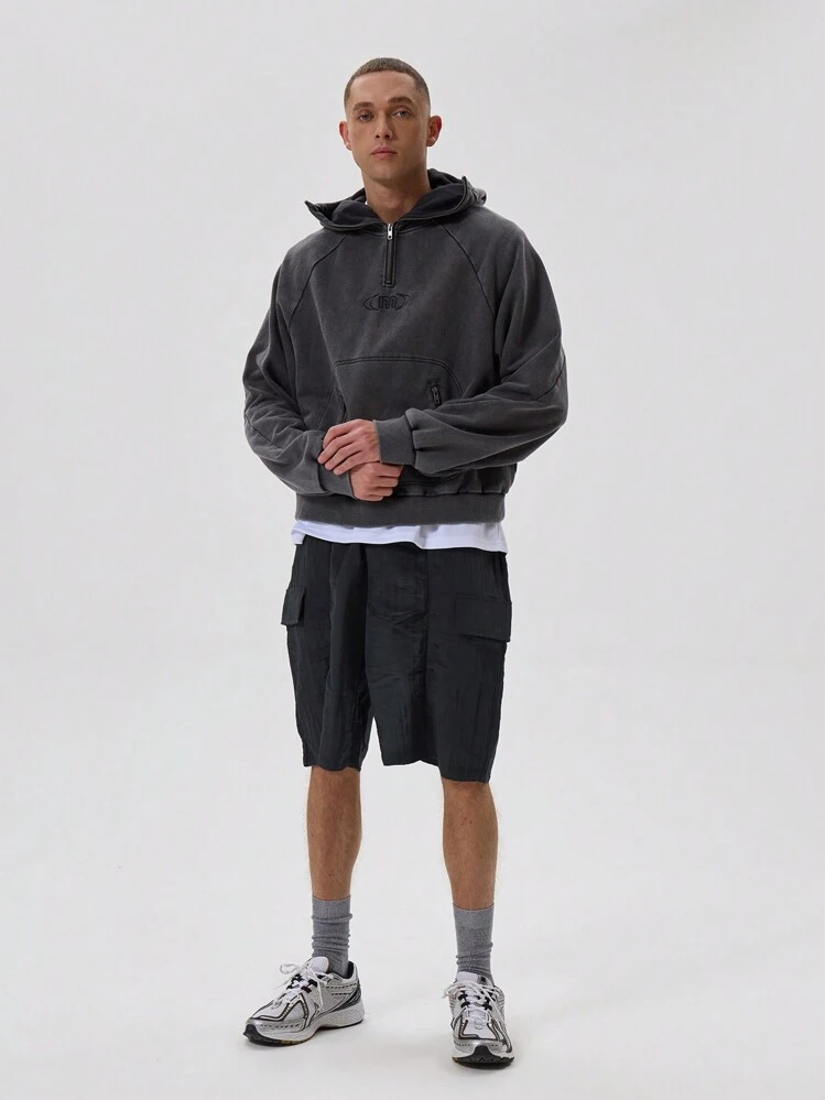 Musero 褶皱涤纶短裤 - 深灰色 - 查看 1