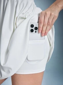 CourtClass 撞色短袖褶边户外运动休闲女装运动连衣裙 - 白色 - 查看 4