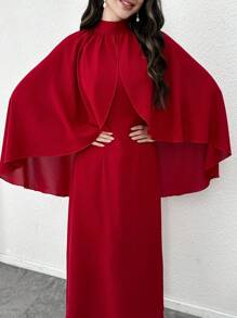 Modelyn 女士后系带披肩领紧身连衣裙