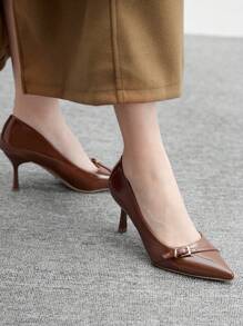 CUCCOO BIZCHIC 棕色女鞋 时尚性感细跟尖头高跟鞋 户外日常通勤派对宴会女鞋