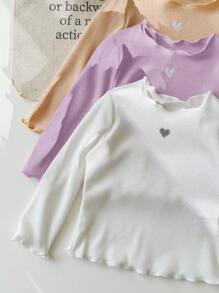 SHEIN 6 件套新生女婴可爱针织纯色长袖上衣和松紧腰长裤套装 - 彩色 - 查看 5