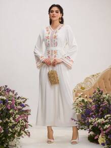 Al Najma 女士土耳其长袍和阿拉伯传统长裙 - 白色 - 查看 2