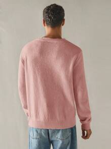 Manfinity VCAY 男士针织休闲宽松长袖毛衣，适合日常穿着，年轻风格，秋冬 - 藕粉色 - 查看 2