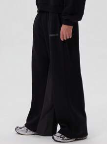 Musero Contrast Panel Jersey Branded Patch Sweatpants Joggers Winter Wardrobe - Multicolor - View 4