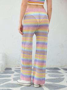 Skyraze 女士简约针织休闲裤，日常穿着 - 彩色 - 查看 2