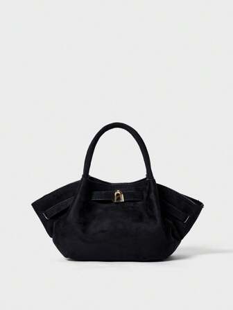 欧美冬季小众设计绒面水桶包，女士街头时尚单肩包，适合购物、通勤、聚会、送礼