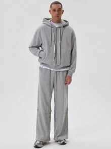 Musero Men Baggy Oversized Layered Style Jersey Pants Sweatpants Tracksuit Bottoms Only Autumn Winter - Light Grey - View 1