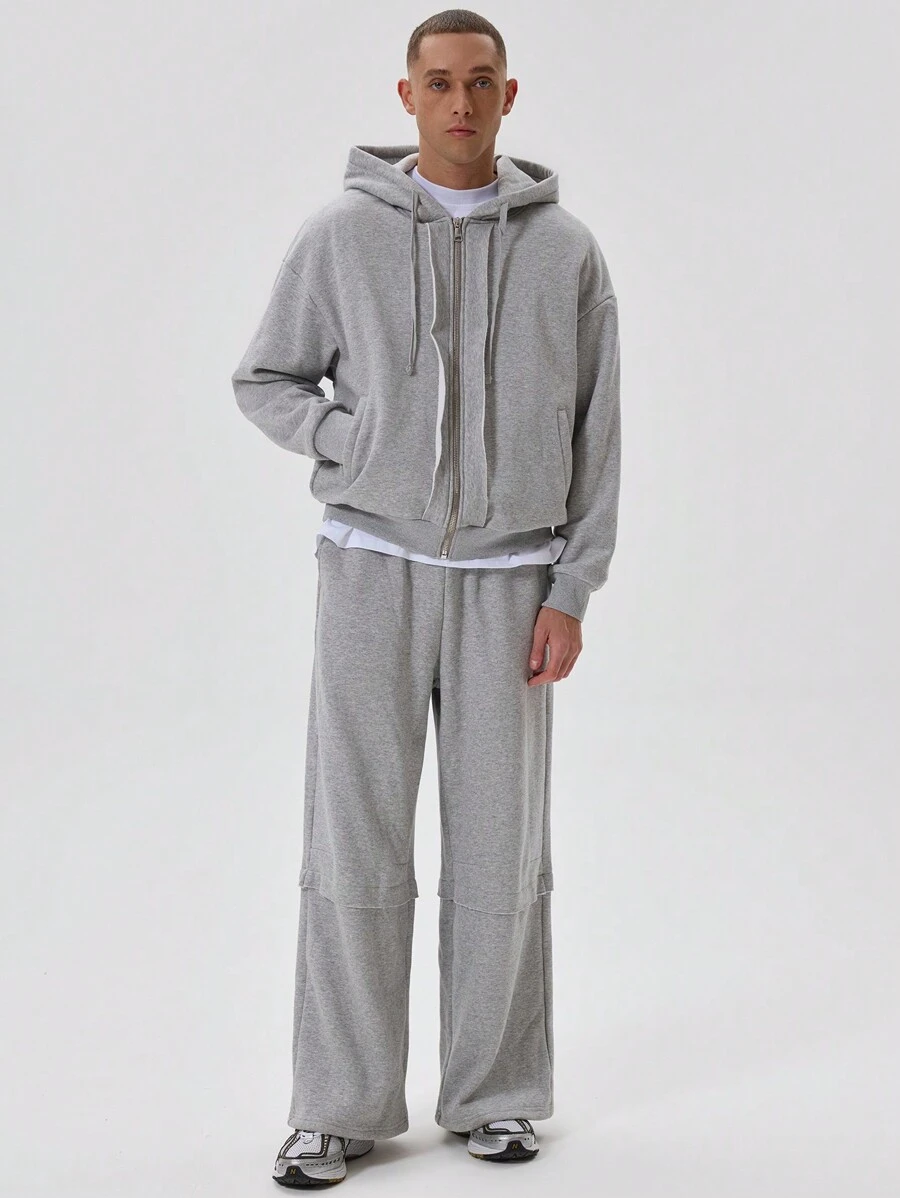 Musero Men Baggy Oversized Layered Style Jersey Pants Sweatpants Tracksuit Bottoms Only Autumn Winter - Light Grey - View 1