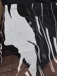 AiiRZ Marble Print Maxi Skirt High Waist Evening Party Formal Occasion Floor Length Flowy Statement Bottom Modern Abstract Art Design Flowing Elegant Long Split Side