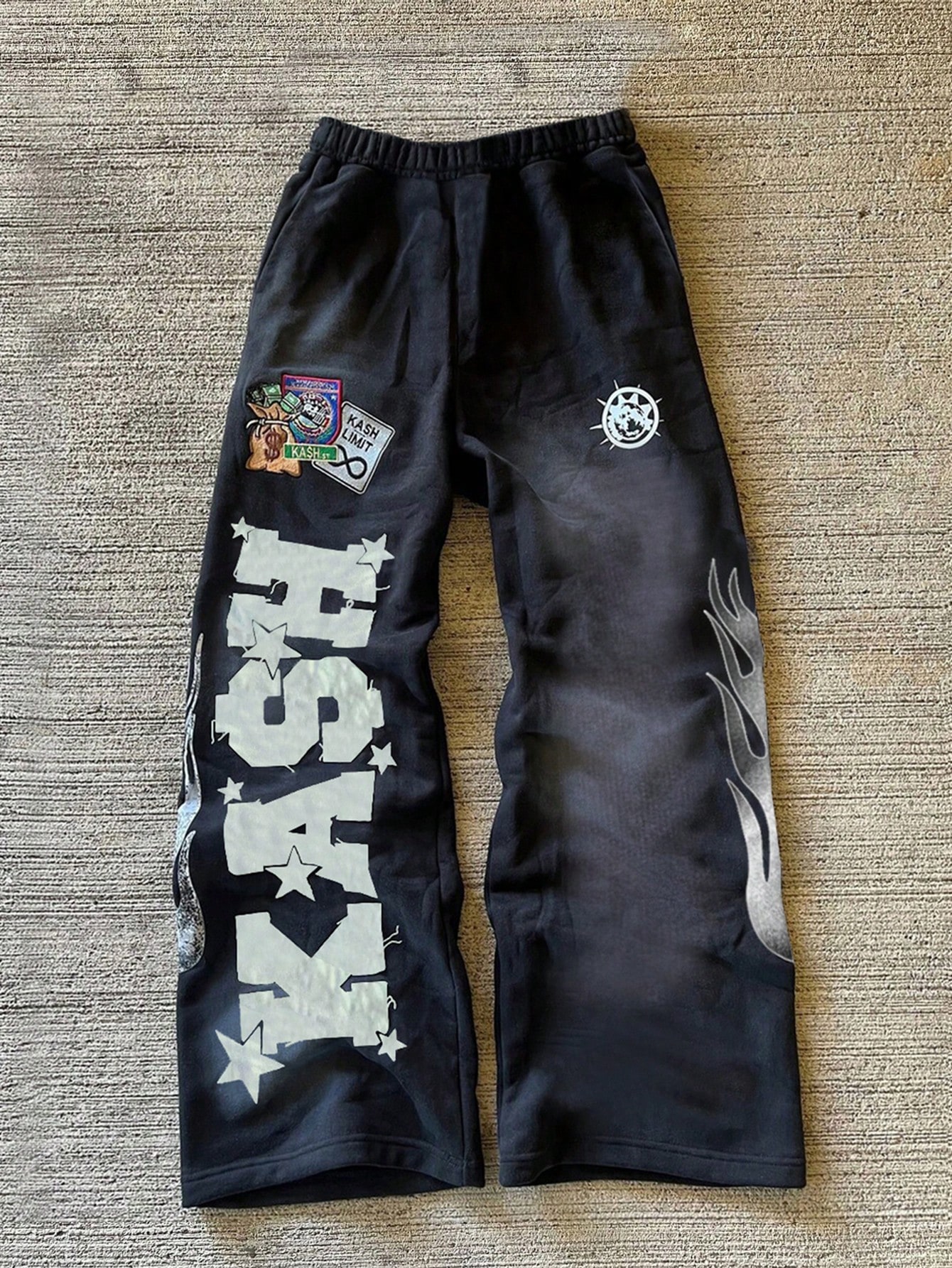 Manfinity Dauomo Men's Casual Letter Patch Distressed Washing Sweatpants