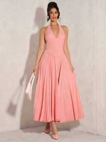SHEIN BAE Elegante tutu-jurk voor dames, lichtroze jurk, jurk met diepe V-hals, zomerjurk voor de feestdagen, feestjurk, jurk voor het begin van het schooljaar, cocktailjurk, picknickjurk in pastorale stijl, trouwjurk, bruidsmeisjesjurk, elegant, strandoutfits voor dames / strand, bruiloftsgastjurk voor dames / bruidsdouchejurk wit, afstudeerjurk / afstudeeroutfit, brunchoutfits voor dames, concertoutfit voor dames / rave-outfits, festival- / countryconcertoutfit / Ibiza-outfits / Nashville-outfits, vakantie, vakantie, bescheiden, tropische vakantiekleding voor dames, Gyaru, Ummer / zomeroutfits / zomerkleding, lente-outfits voor dames, avondjurk voor een date, mini-jurk voor bruidsmeisjes, elegante little black dress, lente/zomer, zonnejurk - Roze - Bekijken 1