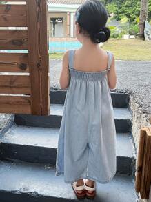 DAZY 年轻女孩牛仔背带裤，适合春夏季 - 淺色水洗藍 - 查看 2