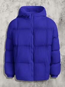 Manfinity VCAY Chaqueta con capucha y cremallera casual ajustada de felpa para hombre