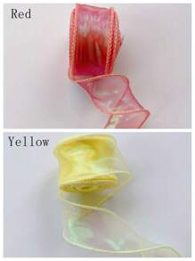 1 卷 10 码 4 厘米宽飘带美人鱼丝带，9 种颜色可选，适用于 DIY 蝴蝶结花束和礼品包装、情人节、派对、生日礼物装饰 - 彩色 - 查看 8