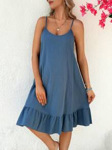 SHEIN Loose Maternity Dress, Casual & Comfortable For Daily Wear - Blue - View 5