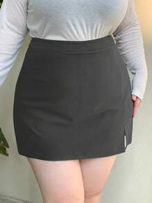 Dazy Plus Plus Size Solid Color A-Line Short Mini Skirt, Versatile Summer
