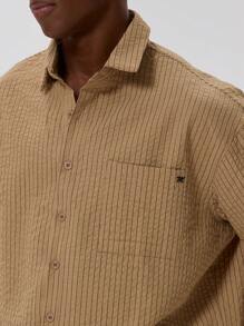 Musero Men Oversized Striped Long Sleeve Shirt